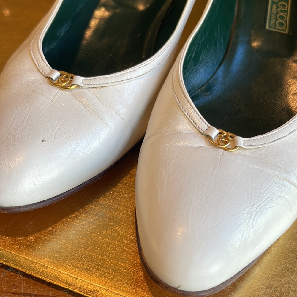Gucci Logo Heels in Bright White Leather | ULTRA RARE! - Picture 7 of 16